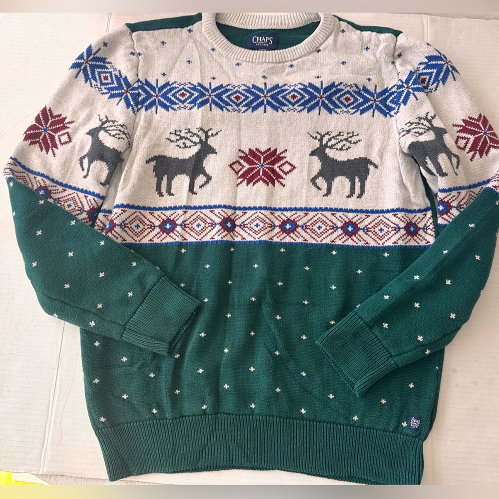 Chaps Men’s Fair Isle Reindeer Sweater – Size SP/CH (Small)